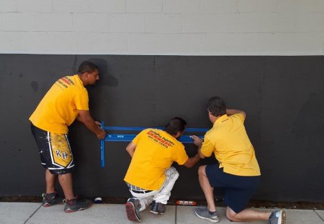 Seal coating lines in progress