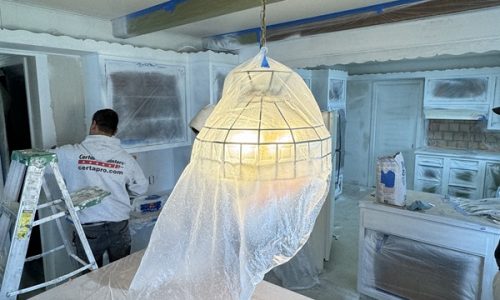 Kitchen Cabinet Painting & Remodel (During)