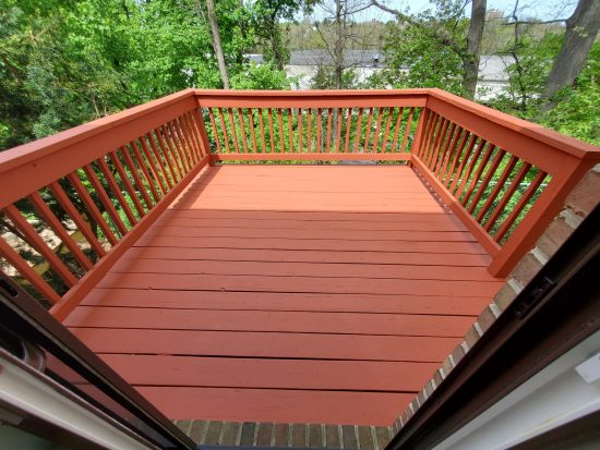 Completed Red Deck Painting Project by CertaPro Painters of the Greater Lehigh Valley