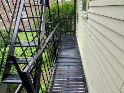 Fire Escape for Bethlehem Moravians property after completed painting project by CertaPro Painters of the Greater Lehigh Valley - Angle 2