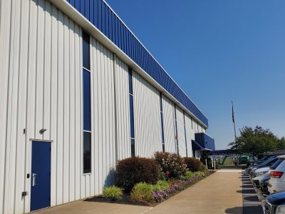 Front Angle of Completed commercial exterior painting project at New World Aviation in Allentown, PA, by CertaPro Painters of the Greater Lehigh Valley