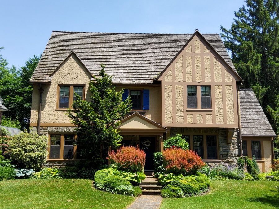 tan house with brown trim