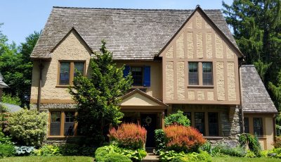 tan house with brown trim
