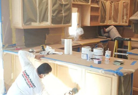 During Cabinet Painting Process