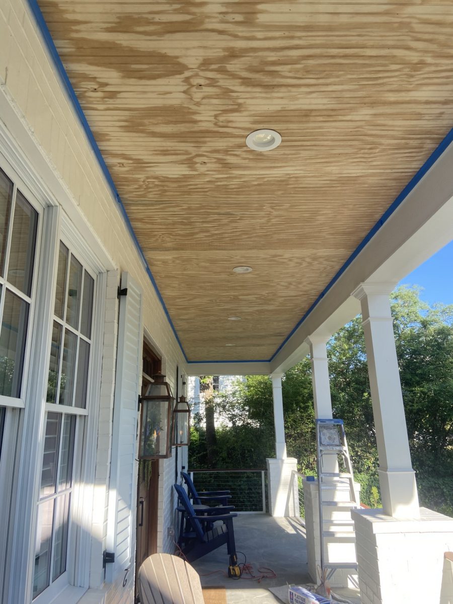 Before Teak Ceiling Porch Staining Preview Image 3