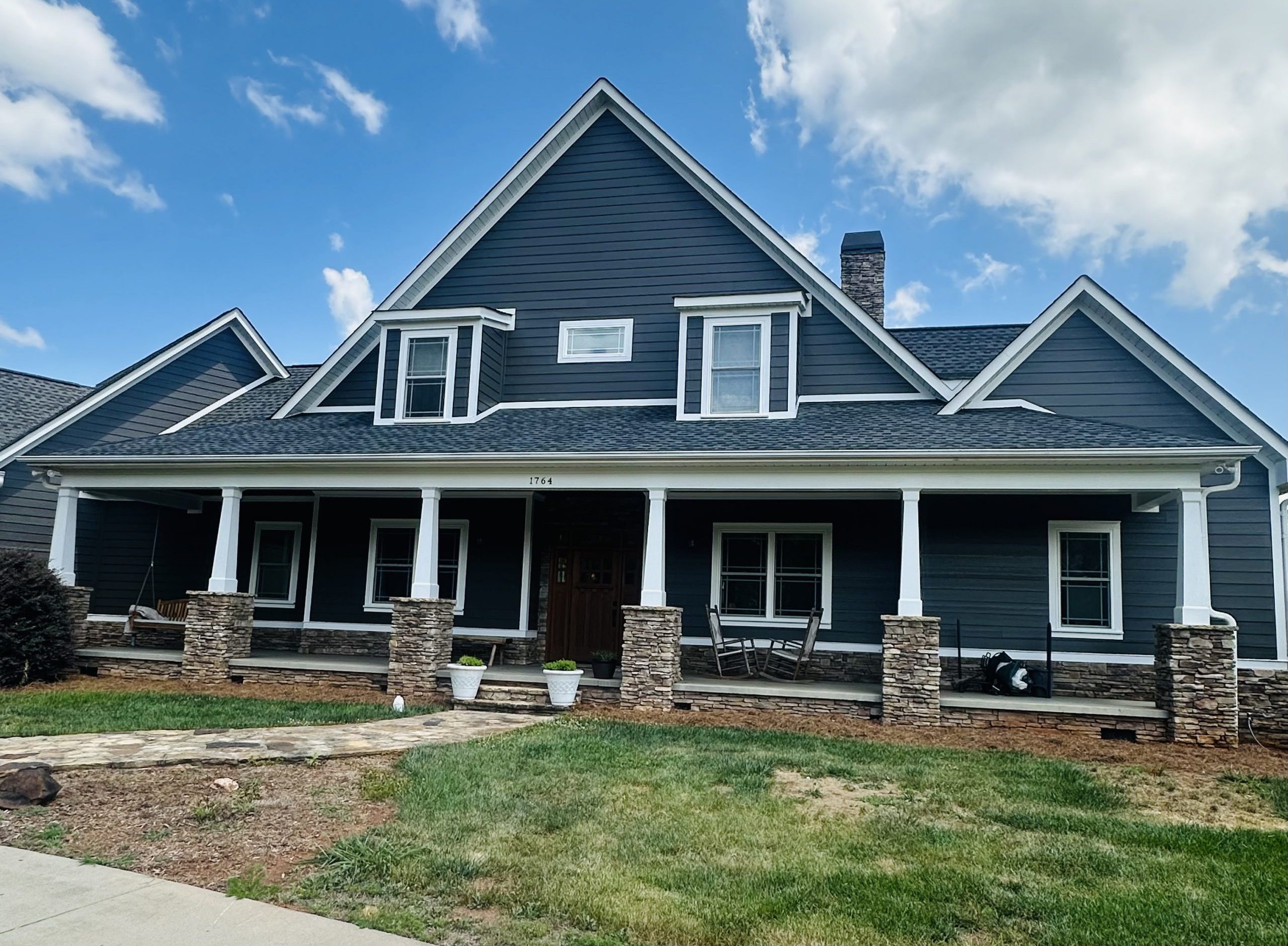 Blue house after painting project - angle 2