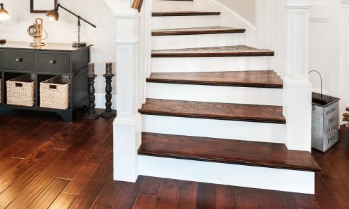 Foyer Hardwood Flooring & Stair Treads