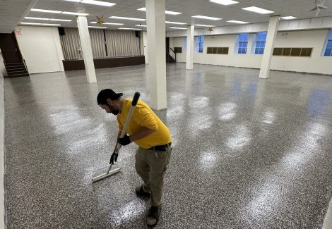 During Church Concrete Floor Coating Process