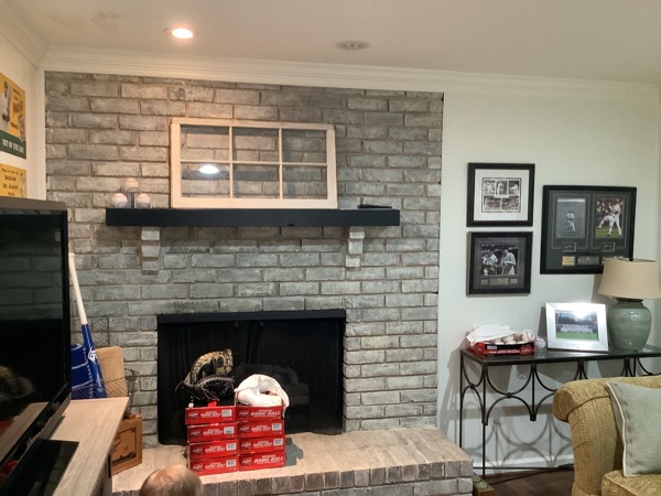 Residential Brick Fireplace Painting Before & After Before