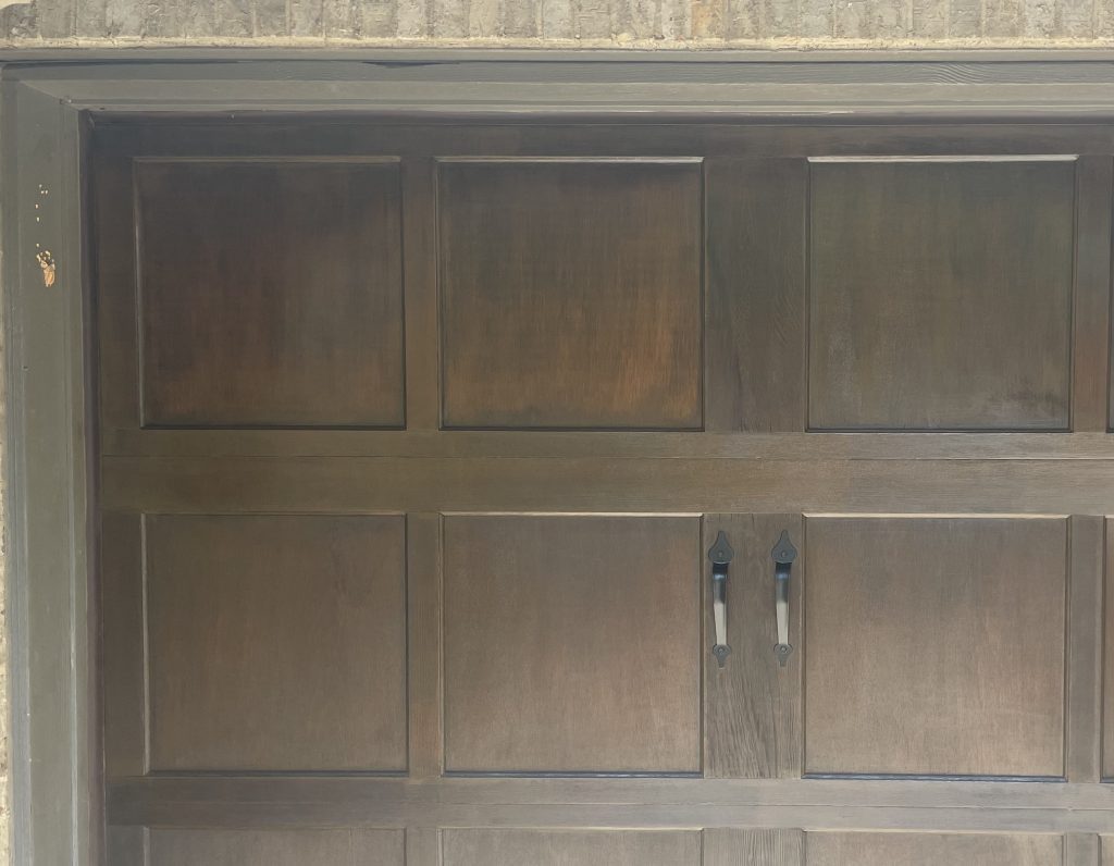 Residential Exterior Wood Garage Door Staining Before & After After