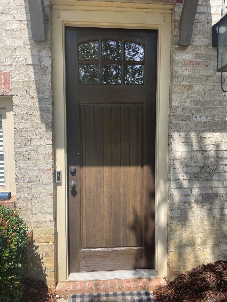 Residential Exterior Wood Front Door Staining Before & After After