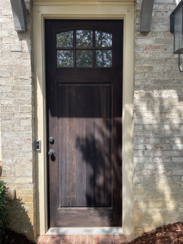 Residential Exterior Wood Front Door Staining Before & After Before