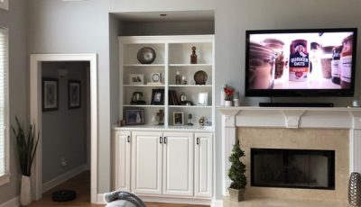 repainted built-in cabinets