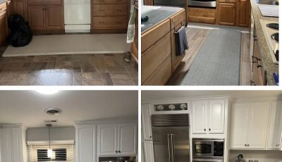 painted kitchen before and after collage