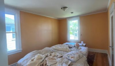 orange painted bedroom
