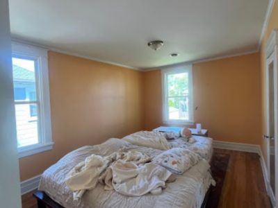 orange painted bedroom