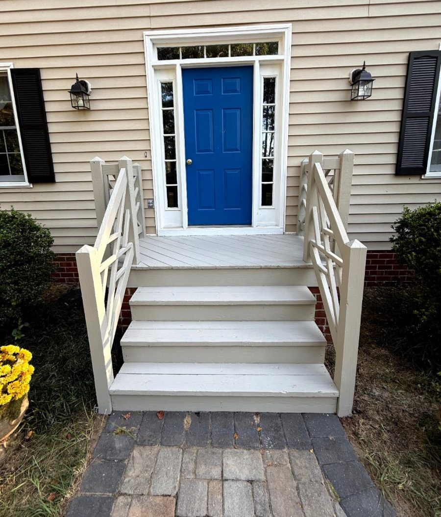 painted wooden exterior steps