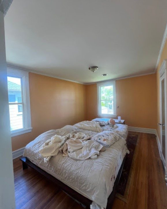 orange painted bedroom
