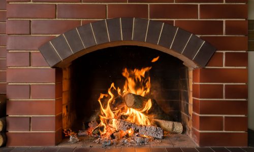 brick fireplace