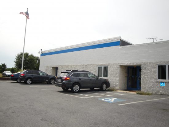 Painted walls in front of parking lot