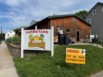 kickoff photo of commercial project share farmstand exterior painting project
