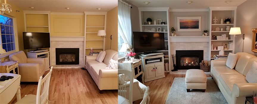 CertaPro Painters of Highlands Ranch, CO - living room before and after painting project