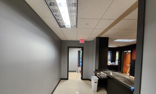 Black Common Area Space with Gray Hallways