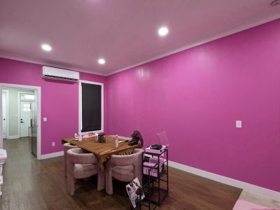 pink living room painting