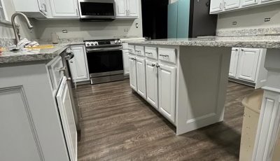 Drab Cabinets Repainted Modern White