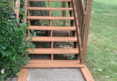 Wooden Stairs by Home Exterior Re-Stained