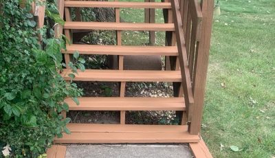 Wooden Stairs by Home Exterior Re-Stained