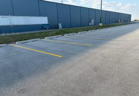 commercial parking lot with fresh striping
