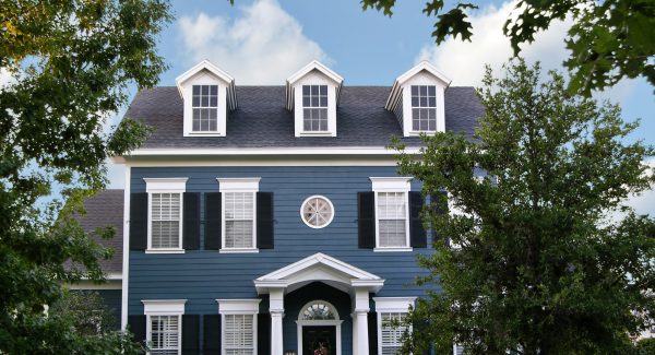 Blue Colonial - Painting Siding Exterior