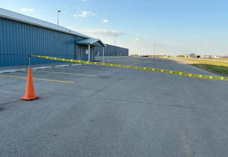 commercial parking lot with fresh striping