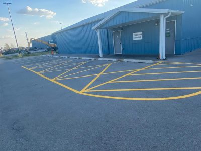 commercial parking lot with fresh striping