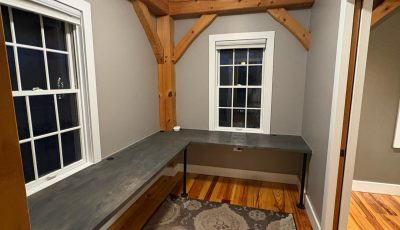 gray painted mudroom