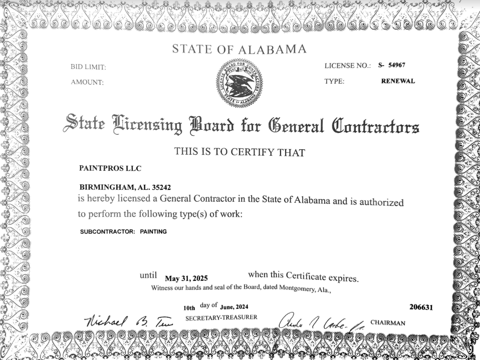 General Contractors Certificate