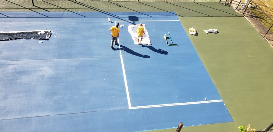 Professional Painters During Tennis Court Painting Preview Image 2