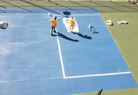 Professional Painters During Tennis Court Painting