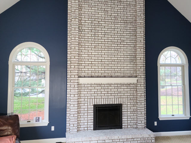 photo of repainted brick fireplace in flemington new jersey