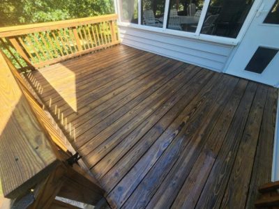 photo of stained wood deck in flemington