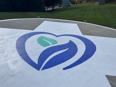 photo of repainted helicopter pad at hunterdon hospital in flemington