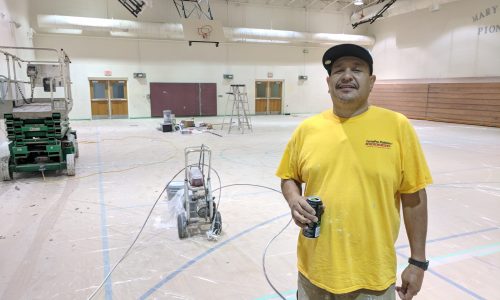 Prepping and Priming Elementary School Gym