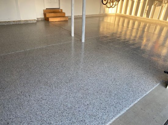 garage floor with epoxy coating on it