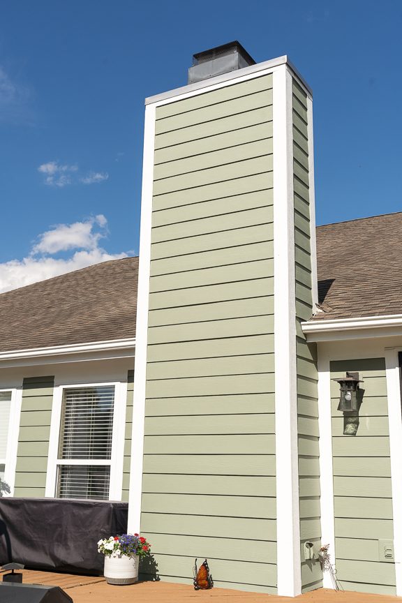 green painted chimney with white edges Preview Image 6