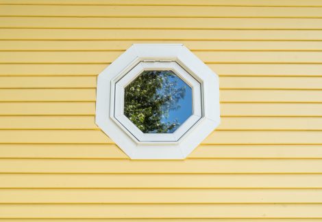 painted window and trim, yellow and white
