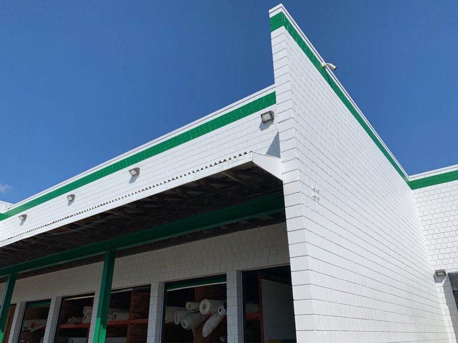 exterior painted white with green stripe Preview Image 3