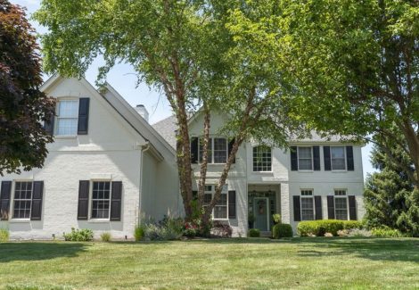 brick painted white zionsville home