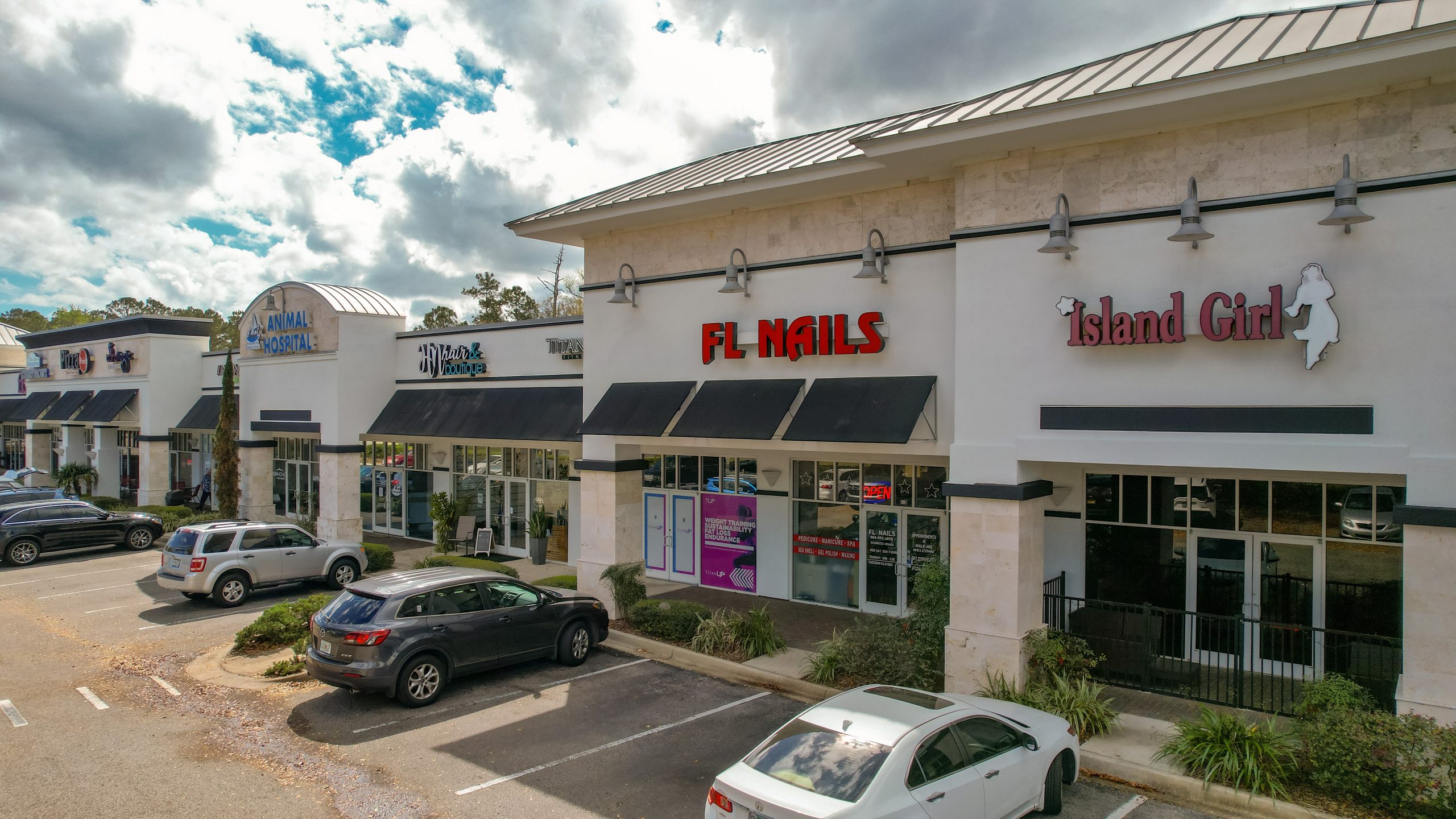 Retail Complex Gate Parkway Exterior Painting Black and White