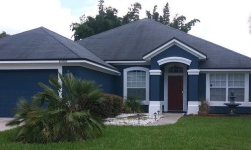 Dark Blue Stucco Exterior